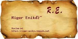 Riger Enikő névjegykártya